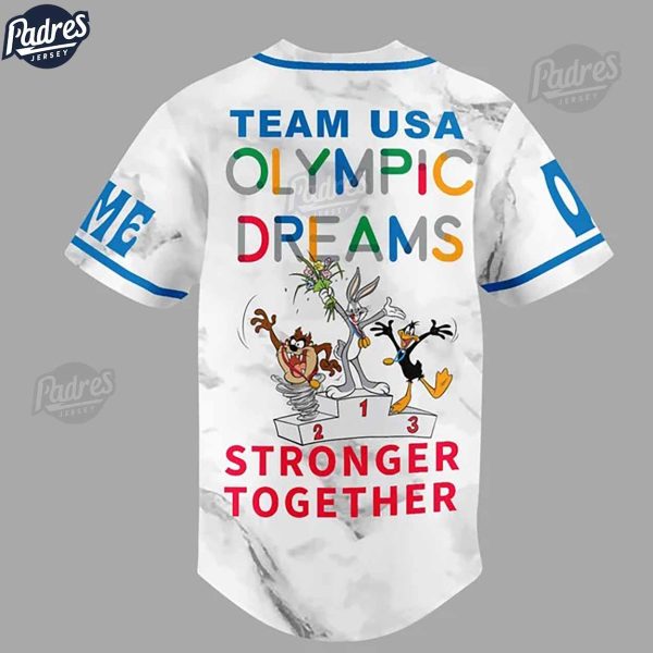 Team Usa Olympic Dreams Stronger Together Custom Baseball Jersey 3