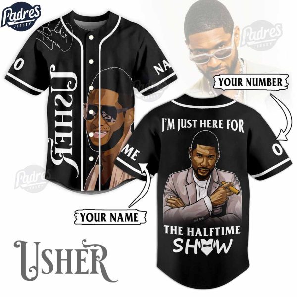 Usher Custom Black Baseball Jersey Style 1