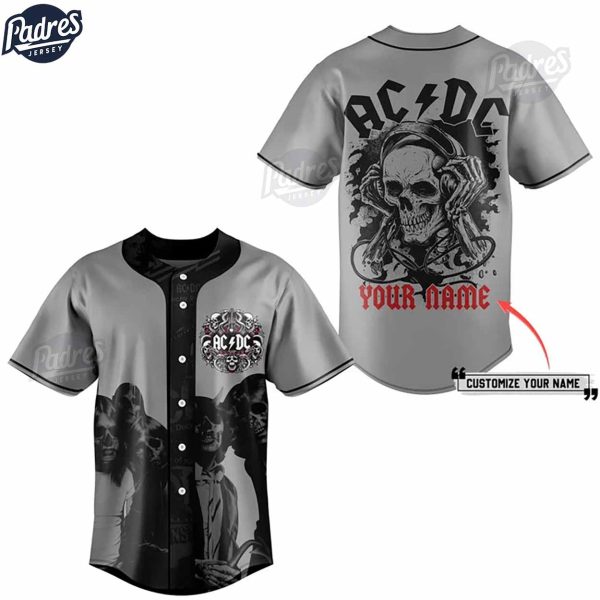 Custom ACDC Skull Baseball Jersey 1