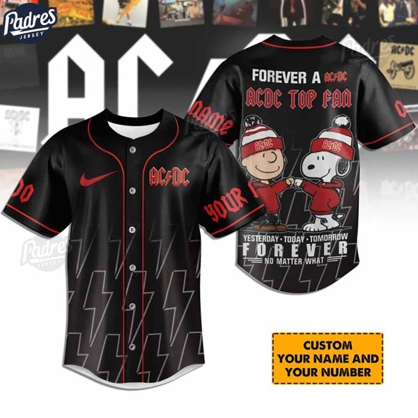 Custom AC/DC Snoopy & Charlie Brown Baseball Jersey