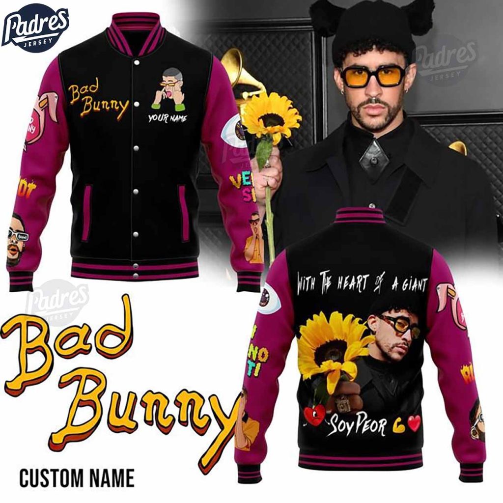 Custom Bad Bunny Baseball Jacket Music Style