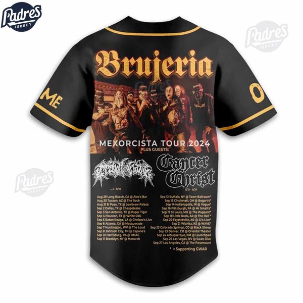 Custom Brujeria Band World Tour 2024 Baseball Jersey 3