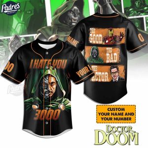 Custom I Hate You 3000 Doctor Doom Baseball Jersey 1