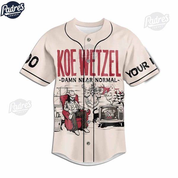 Custom Koe Wetzel Damn Near Normal Tour 2024 Baseball Jersey 2