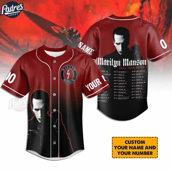 Custom Marilyn Manson 2024 Tour Dates Baseball Jersey 1