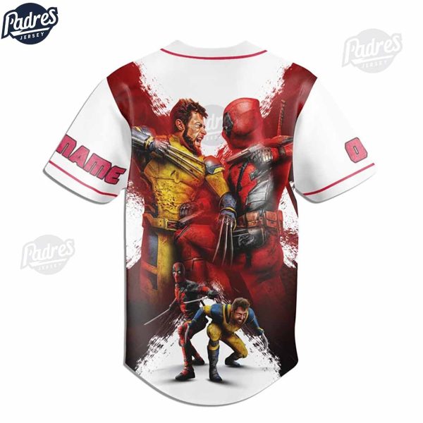 Marvel Studios Deadpool Wolverine White Baseball Jersey 3