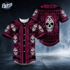 Sugar Skull Designs On Pink Paisley Baseball Jersey 1