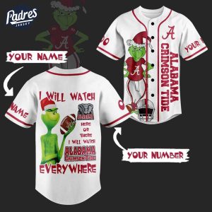 Alabama Crimson Tide Grinch Football Baseball Jersey 1