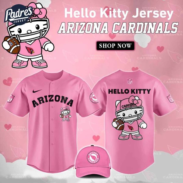 Arizona Cardinals Hello Kitty Pink NFL Baseball Jersey 1