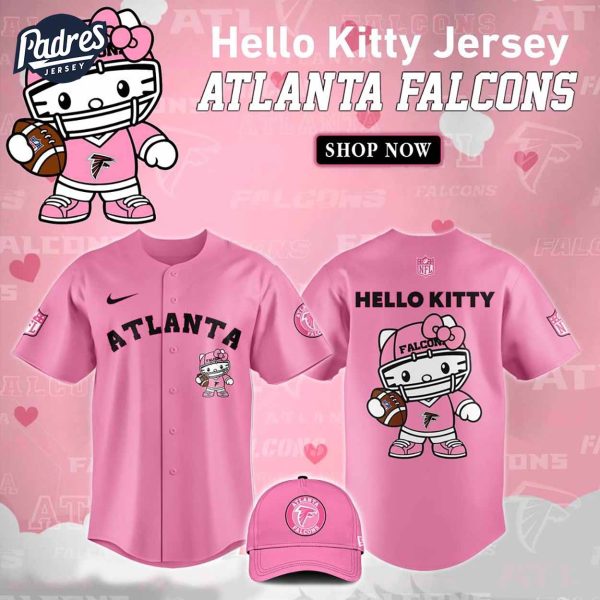 Atlanta Falcons Hello Kitty Pink NFL Baseball Jersey 1