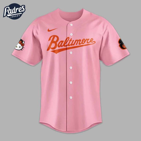 Baltimore Oriole Hello Kitty Pink Baseball Jersey 2