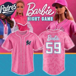 Barbie Night Game x Miami Marlins Pink Baseball Jersey 1