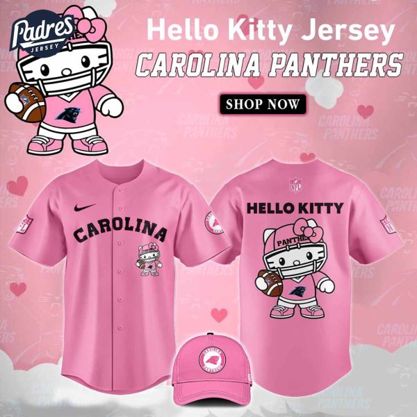 Carolina Panthers Hello Kitty Pink NFL Baseball Jersey 1