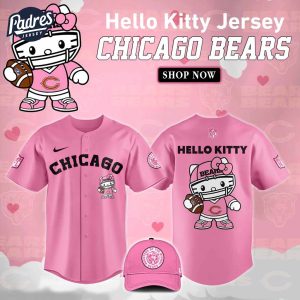 Chicago Bears Hello Kitty Pink NFL Baseball Jersey 1