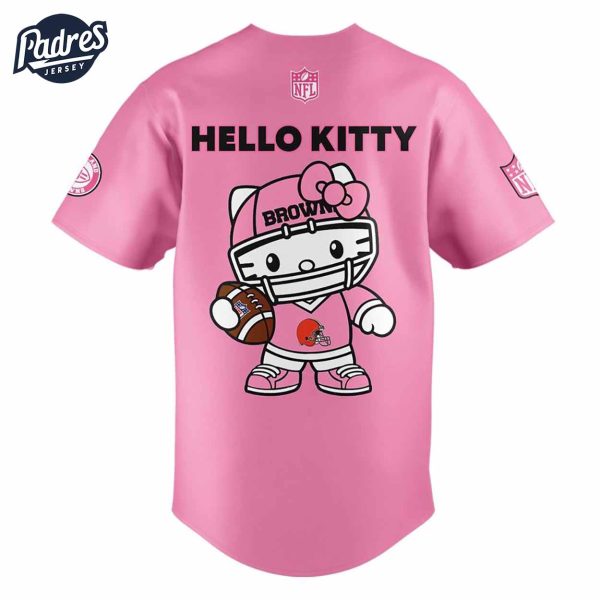 Cleveland Browns Hello Kitty Pink NFL Baseball Jersey 3