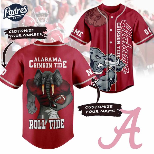 Custom Alabama Crimson Tide Roll Tide Football Baseball Jersey 1