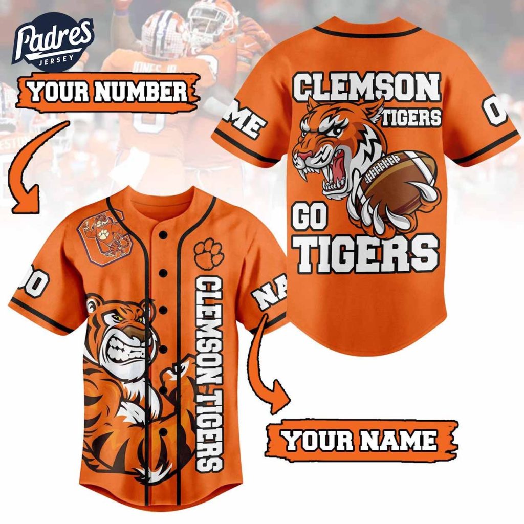 Custom Clemson Tigers Football Baseball Jersey