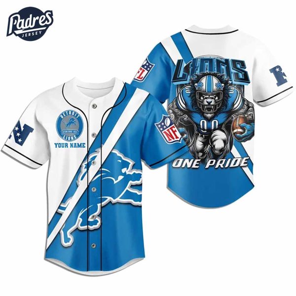 Custom Detroit Lions Football Mascot Baseball Jersey 1