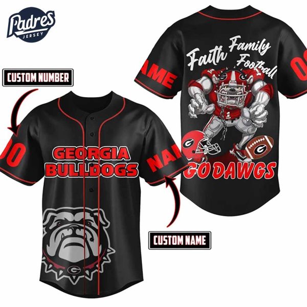 Custom Georgia Bulldogs NCAA Football Baseball Jersey 3