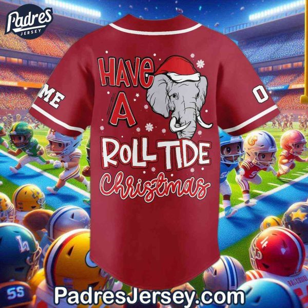 Custom Have A Roll Tide Christmas Baseball Jersey 3