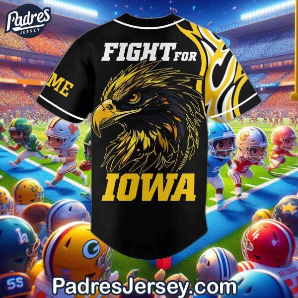 Custom Iowa Hawkeyes Football Baseball Jersey 3