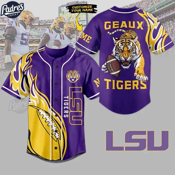 Custom Lsu Tigers Purple NCAA Football Baseball Jersey 1