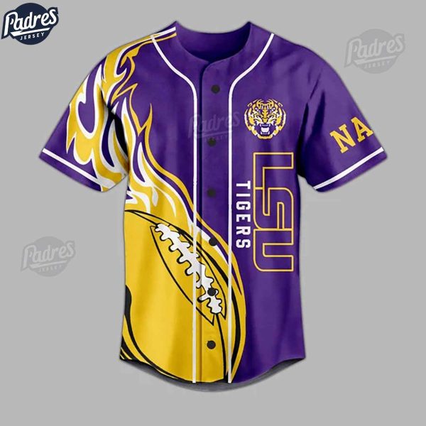 Custom Lsu Tigers Purple NCAA Football Baseball Jersey 2