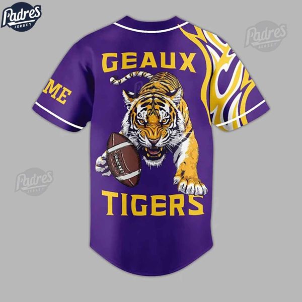 Custom Lsu Tigers Purple NCAA Football Baseball Jersey 3