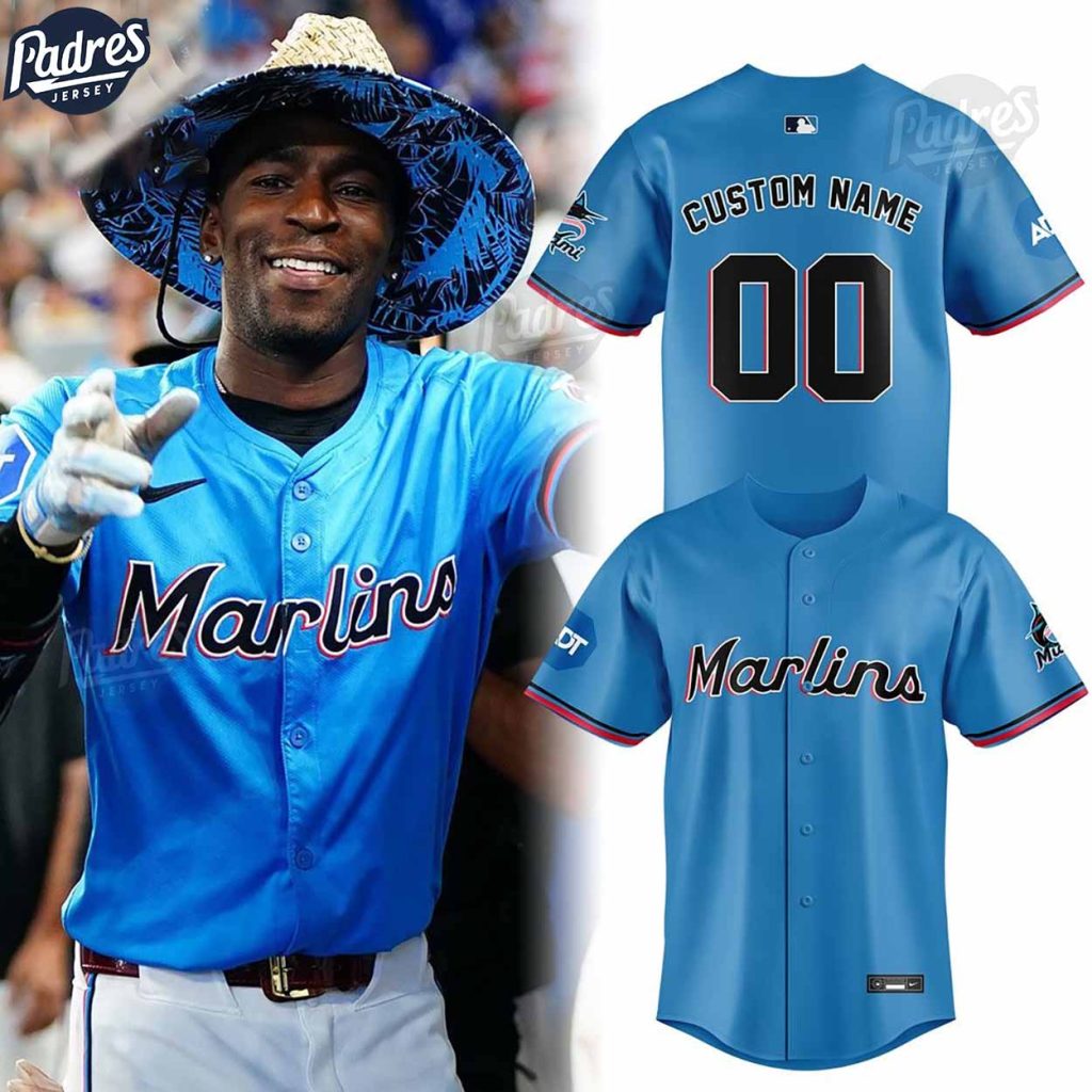 Custom Miami Marlins Blue Baseball Jersey