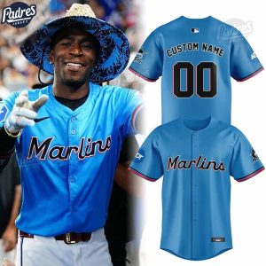 Custom Miami Marlins Blue Baseball Jersey 1