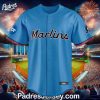 Custom Miami Marlins Blue Baseball Jersey 2