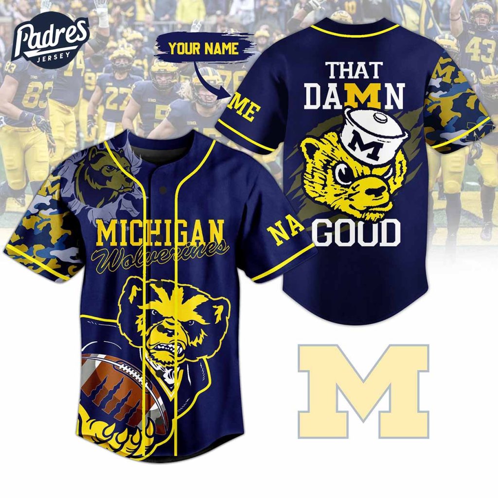 Custom Michigan Wolverines Football Baseball Jersey