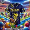 Custom Michigan Wolverines Football Baseball Jersey 3