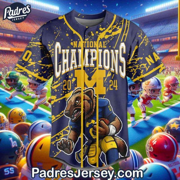 Custom Michigan Wolverines National Championship Football Baseball Jersey 3