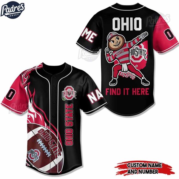 Custom Ohio State Buckeyes Football Black Baseball Jersey 1