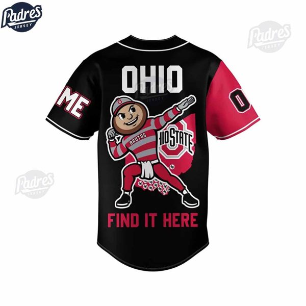 Custom Ohio State Buckeyes Football Black Baseball Jersey 3