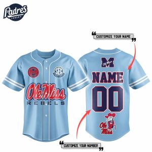 Custom Ole Miss Rebels Football Baseball Jersey 1