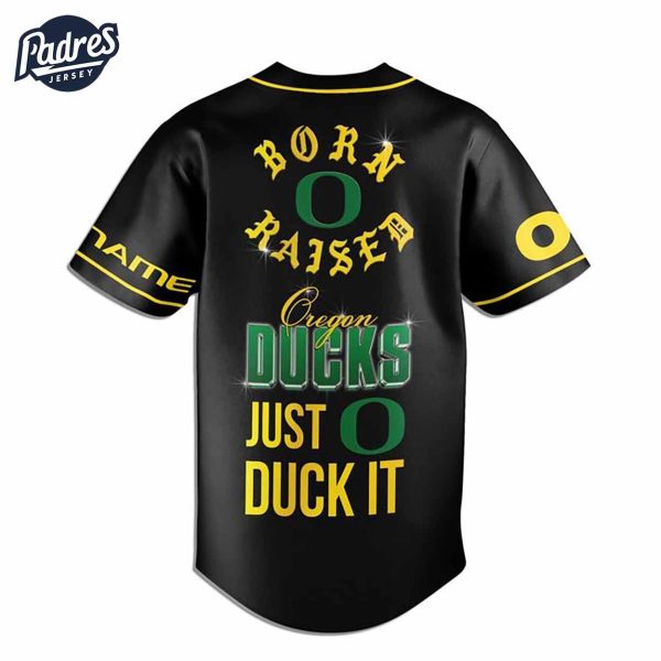 Custom Oregon Ducks Born And Raised Football Baseball Jersey 2