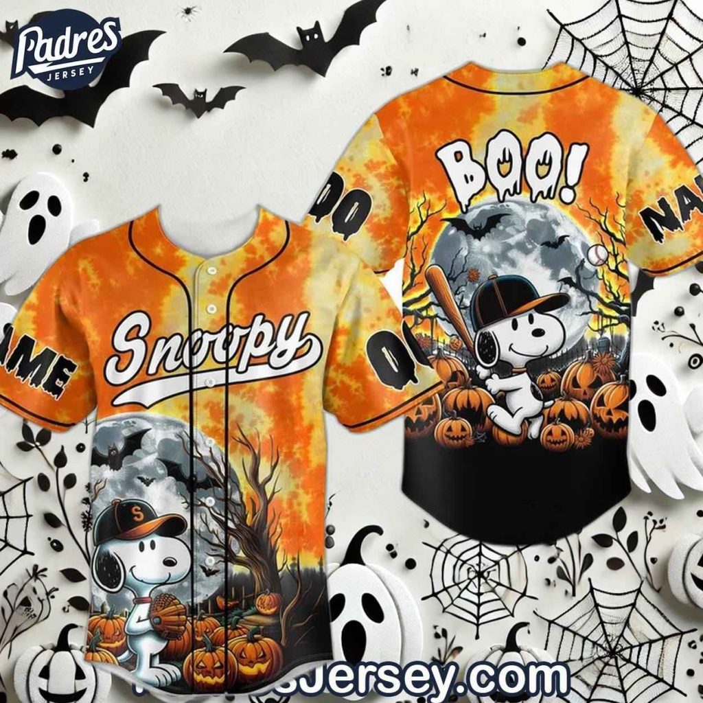 Custom Snoopy Boo Halloween Baseball Jersey