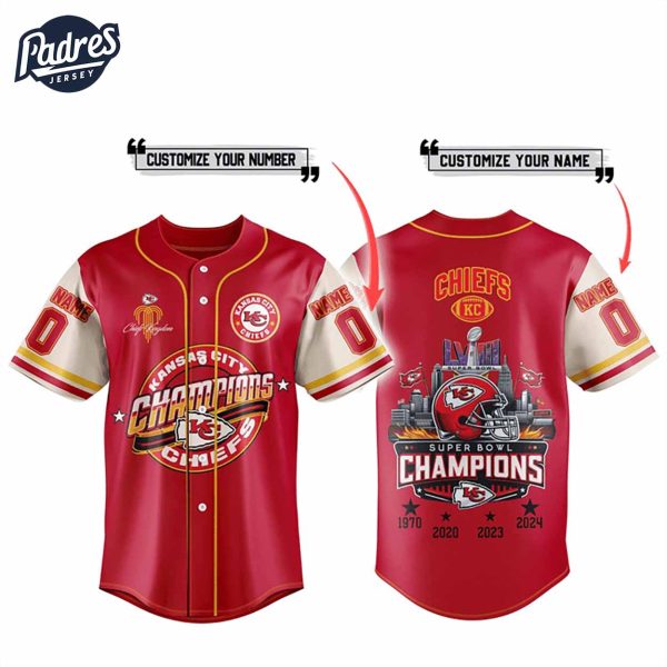 Custom Super Bowl Champions Chiefs 2024 Baseball Jersey Style 1