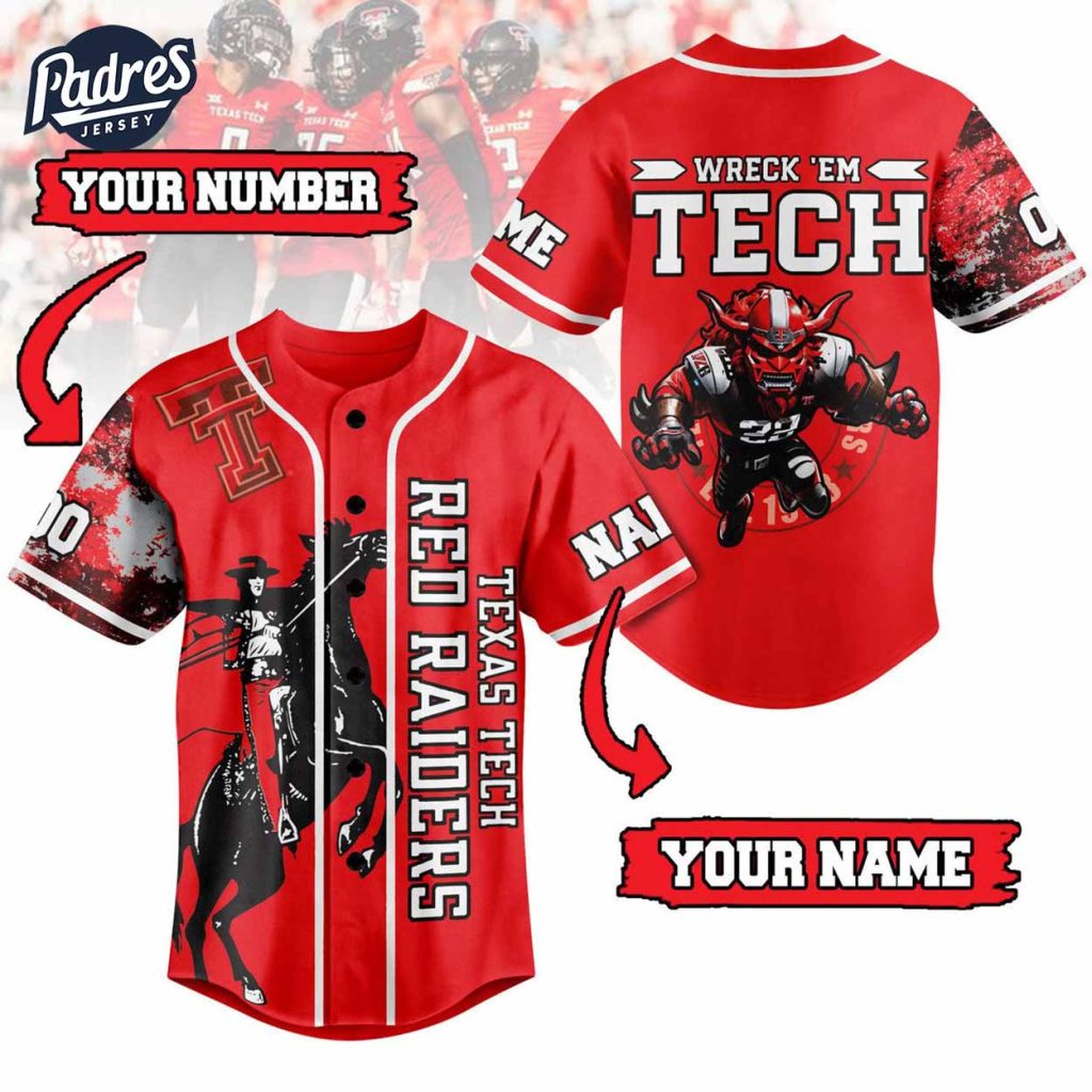 Custom Texas Tech Red Raiders Football Baseball Jersey