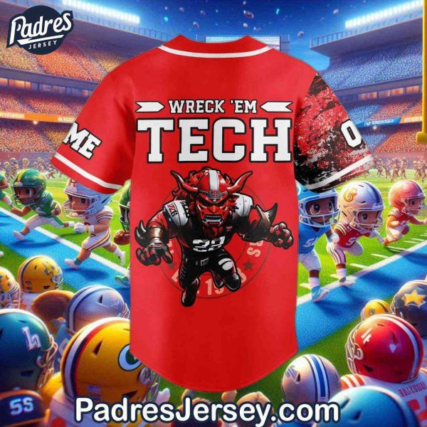 Custom Texas Tech Red Raiders Football Baseball Jersey 3