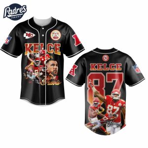 Custom Travis Kelce Kansas City Chiefs Football Baseball Jersey 1