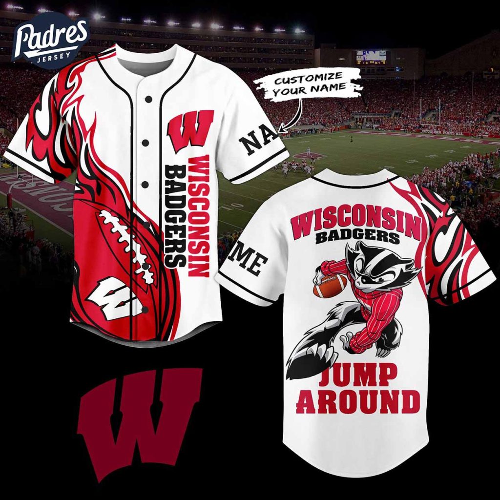 Custom Wisconsin Badgers Football Baseball Jersey