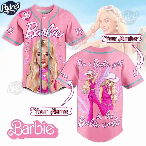 Custom barbie Girl Barbie Baseball Jersey 1