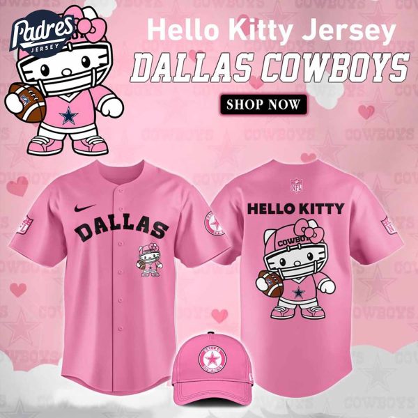 Dallas Cowboys Hello Kitty Pink NFL Baseball Jersey 1