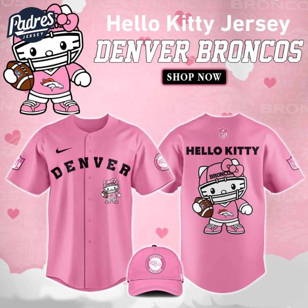 Denver Broncos Hello Kitty Pink NFL Baseball Jersey 1