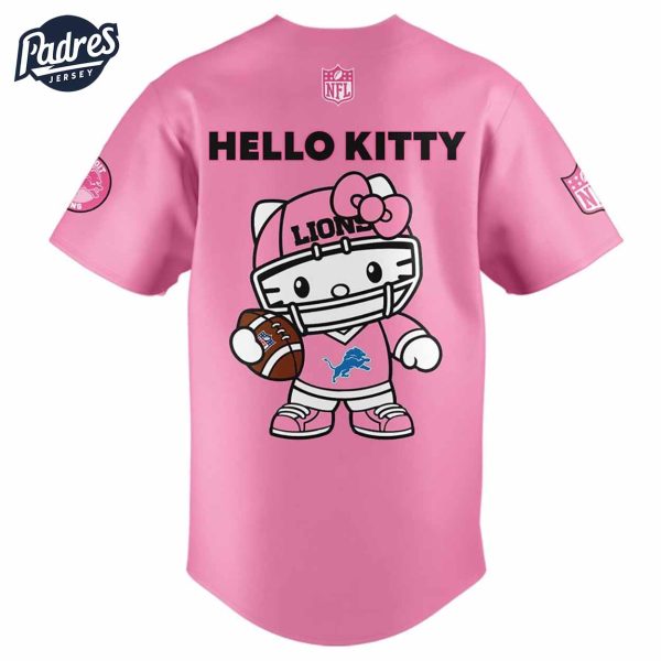 Detroit Lions Hello Kitty Pink NFL Baseball Jersey 3