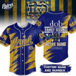 God First Family Second Then Irish Notre Dame Football Custom Baseball Jersey 1