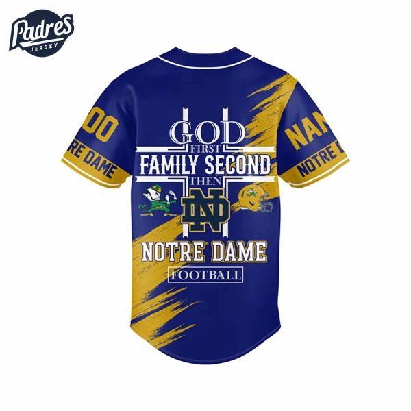 God First Family Second Then Irish Notre Dame Football Custom Baseball Jersey 3